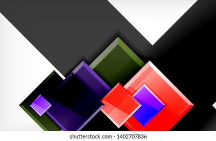 Bright colorful square shape blocks geometrical background, vector modern template