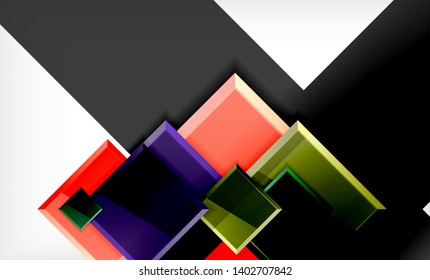 Bright colorful square shape blocks geometrical background, vector modern template