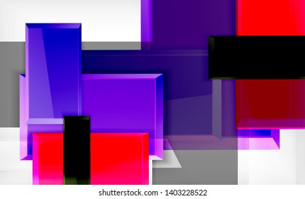 Bright colorful square shape blocks geometrical background, vector modern template