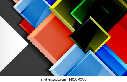 Bright colorful square shape blocks geometrical background, vector modern template