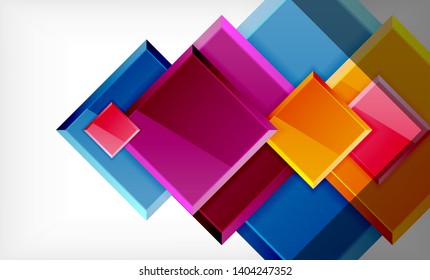 Bright colorful square shape blocks geometrical background, vector modern template