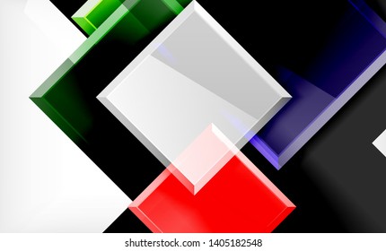 Forma cuadrada de color brillante bloques de fondo geométrico, plantilla vectorial moderna