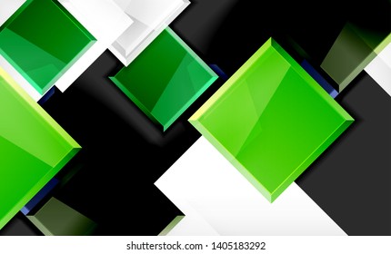 Forma cuadrada de color brillante bloques de fondo geométrico, plantilla vectorial moderna