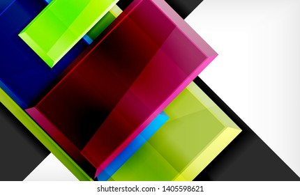 Bright colorful square shape blocks geometrical background, vector modern template