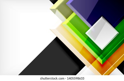 Bright colorful square shape blocks geometrical background, vector modern template