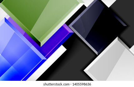 Bright colorful square shape blocks geometrical background, vector modern template