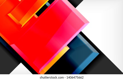 Bright colorful square shape blocks geometrical background, vector modern template