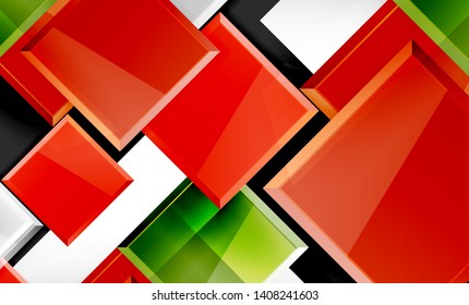 Bright colorful square shape blocks geometrical background, vector modern template