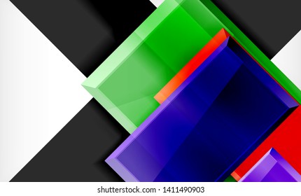 Bright colorful square shape blocks geometrical background, vector modern template