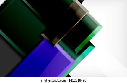 Bright colorful square shape blocks geometrical background, vector modern template