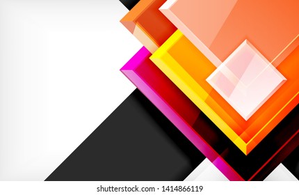 Forma cuadrada de color brillante bloques de fondo geométrico, plantilla vectorial moderna