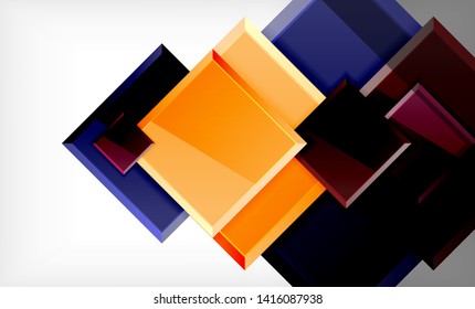 Forma quadrada colorido brilhante bloqueia fundo geométrico, vetor modelo moderno