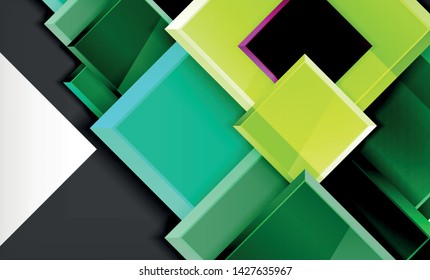 Bright colorful square shape blocks geometrical background, vector modern template