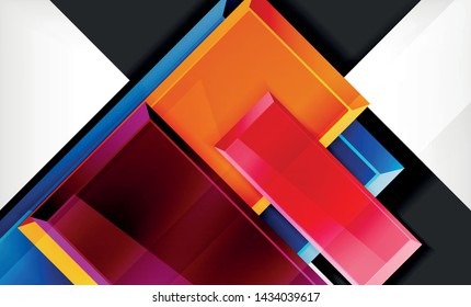 Bright colorful square shape blocks geometrical background, vector modern template