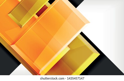 Forma quadrada colorido brilhante bloqueia fundo geométrico, vetor modelo moderno