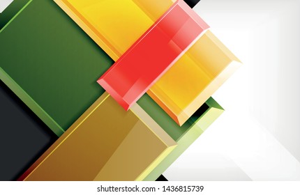Bright colorful square shape blocks geometrical background, vector modern template