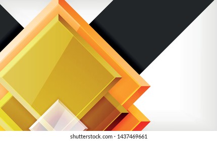 Forma cuadrada de color brillante bloques de fondo geométrico, plantilla vectorial moderna