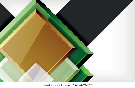Bright colorful square shape blocks geometrical background, vector modern template