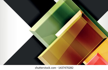 Bright colorful square shape blocks geometrical background, vector modern template