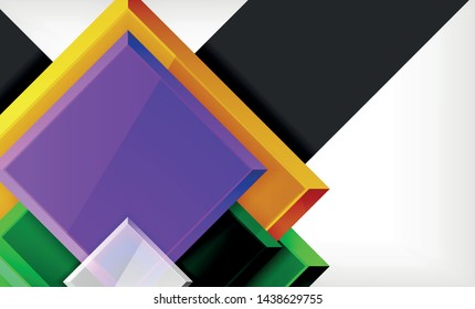 Bright colorful square shape blocks geometrical background, vector modern template