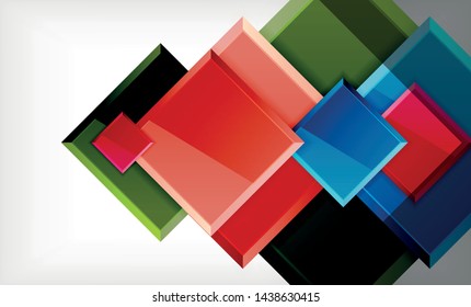 Forma cuadrada de color brillante bloques de fondo geométrico, plantilla vectorial moderna