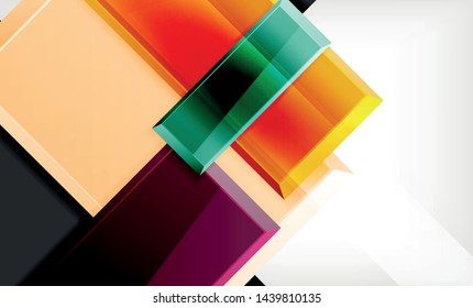 Forma cuadrada de color brillante bloques de fondo geométrico, plantilla vectorial moderna