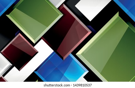 Forma cuadrada de color brillante bloques de fondo geométrico, plantilla vectorial moderna