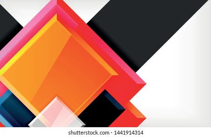 Bright colorful square shape blocks geometrical background, vector modern template