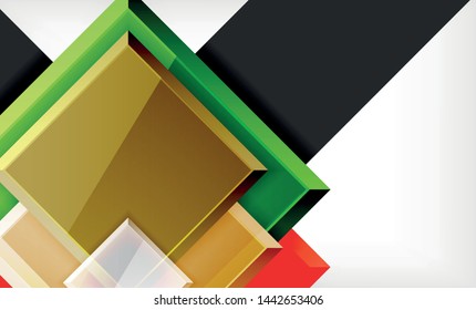 Forma cuadrada de color brillante bloques de fondo geométrico, plantilla vectorial moderna