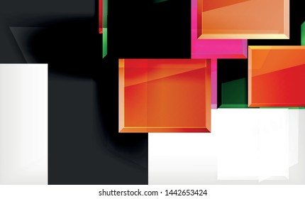 Bright colorful square shape blocks geometrical background, vector modern template