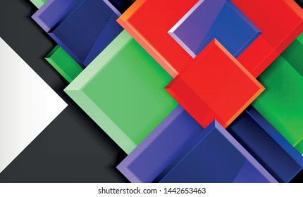 Forma cuadrada de color brillante bloques de fondo geométrico, plantilla vectorial moderna
