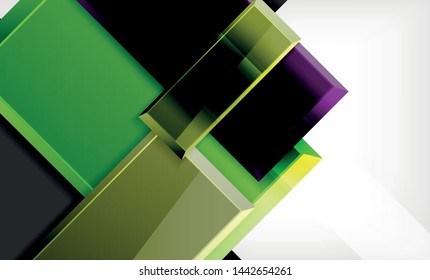 Forma cuadrada de color brillante bloques de fondo geométrico, plantilla vectorial moderna