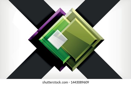 Bright colorful square shape blocks geometrical background, vector modern template