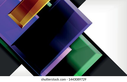 Bright colorful square shape blocks geometrical background, vector modern template