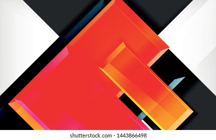 Forma cuadrada de color brillante bloques de fondo geométrico, plantilla vectorial moderna