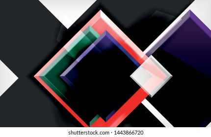 Forma cuadrada de color brillante bloques de fondo geométrico, plantilla vectorial moderna