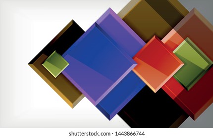 Bright colorful square shape blocks geometrical background, vector modern template