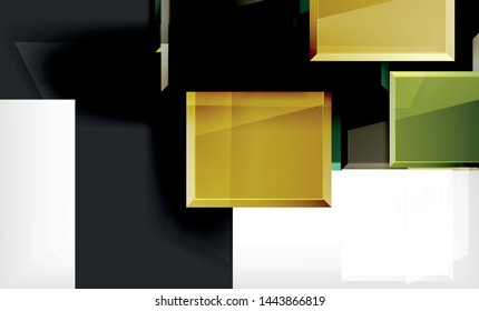 Forma cuadrada de color brillante bloques de fondo geométrico, plantilla vectorial moderna