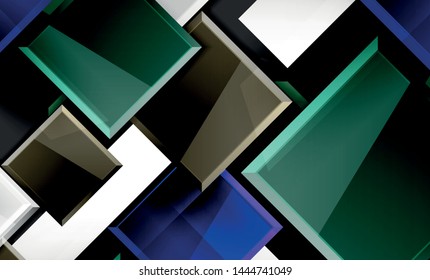 Bright colorful square shape blocks geometrical background, vector modern template