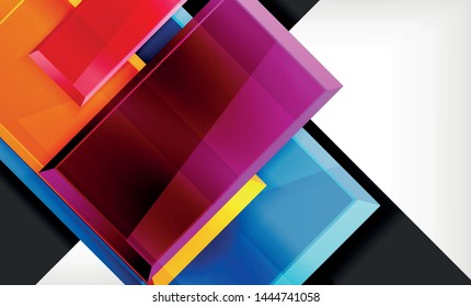 Bright colorful square shape blocks geometrical background, vector modern template