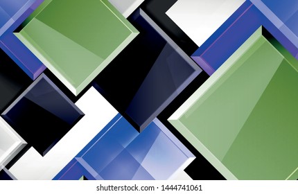 Bright colorful square shape blocks geometrical background, vector modern template