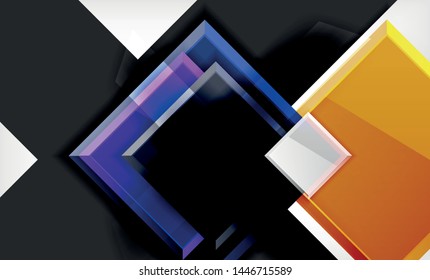 Forma cuadrada de color brillante bloques de fondo geométrico, plantilla vectorial moderna