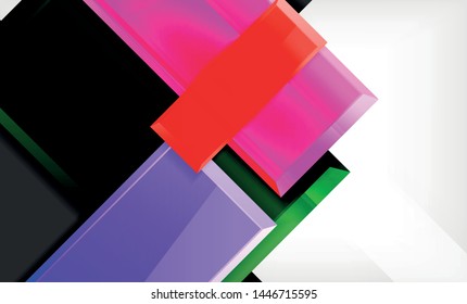 Forma cuadrada de color brillante bloques de fondo geométrico, plantilla vectorial moderna