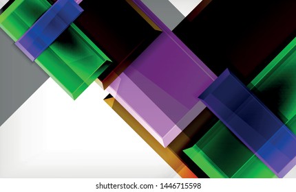 Bright colorful square shape blocks geometrical background, vector modern template