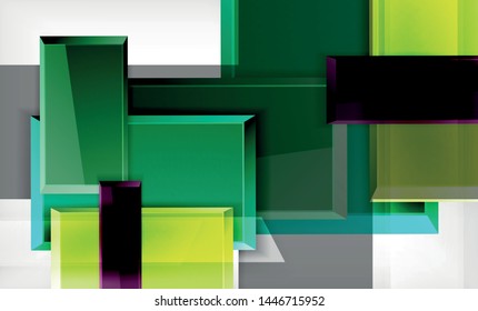 Bright colorful square shape blocks geometrical background, vector modern template