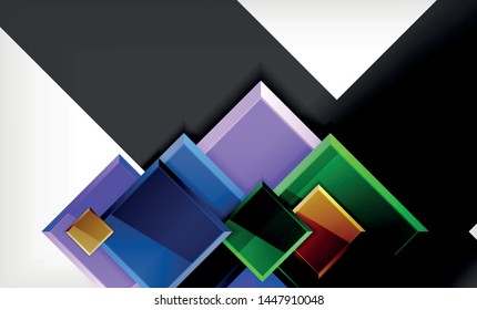 Forma cuadrada de color brillante bloques de fondo geométrico, plantilla vectorial moderna