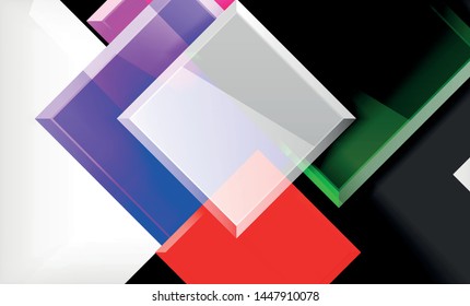 Bright colorful square shape blocks geometrical background, vector modern template