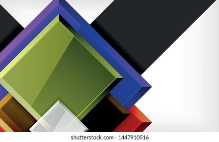 Forma cuadrada de color brillante bloques de fondo geométrico, plantilla vectorial moderna
