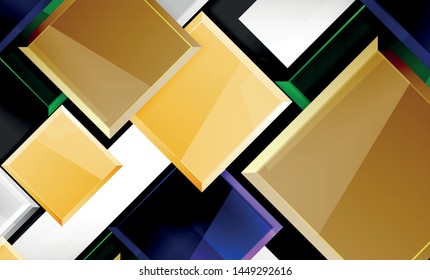 Bright colorful square shape blocks geometrical background, vector modern template
