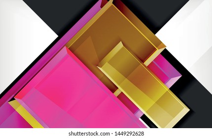 Bright colorful square shape blocks geometrical background, vector modern template